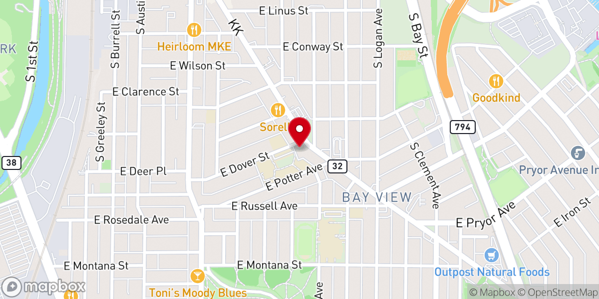 Map showing location of St. Lucas Lutheran Church