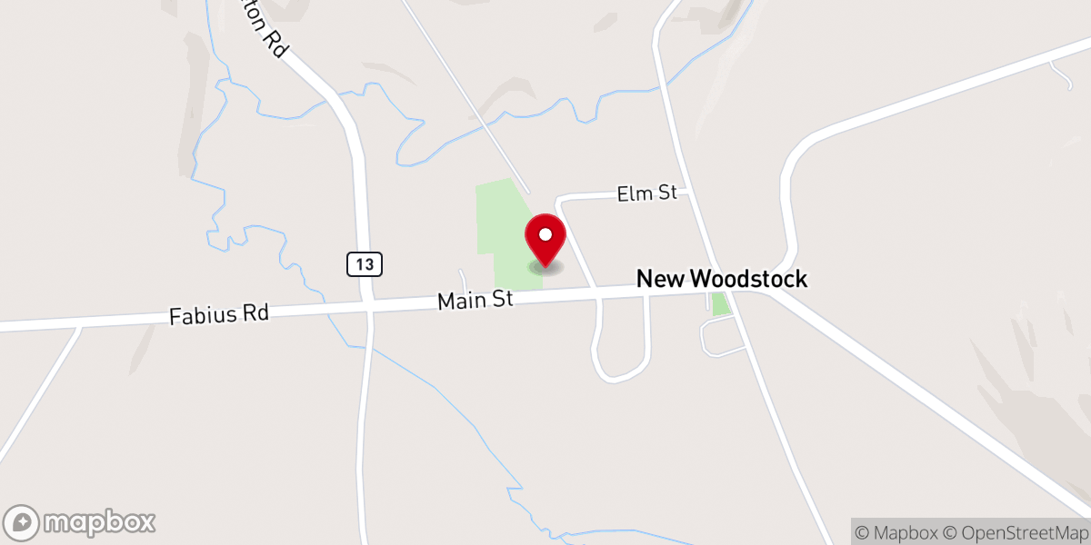 Map showing location of Federated Church of New Woodstock