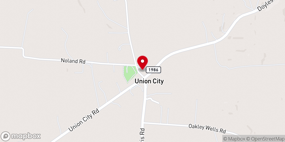 Map showing location of Union City Baptist Church