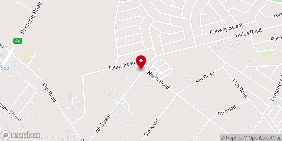 Map showing location of Benoni East Methodist Church