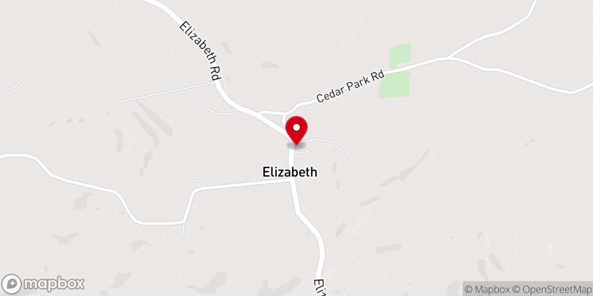 Map showing location of Elizabeth Baptist Church