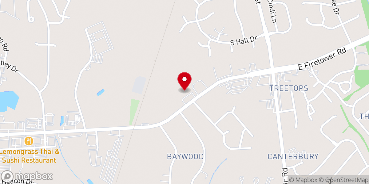 Map showing location of Temple Free Will Baptist Church