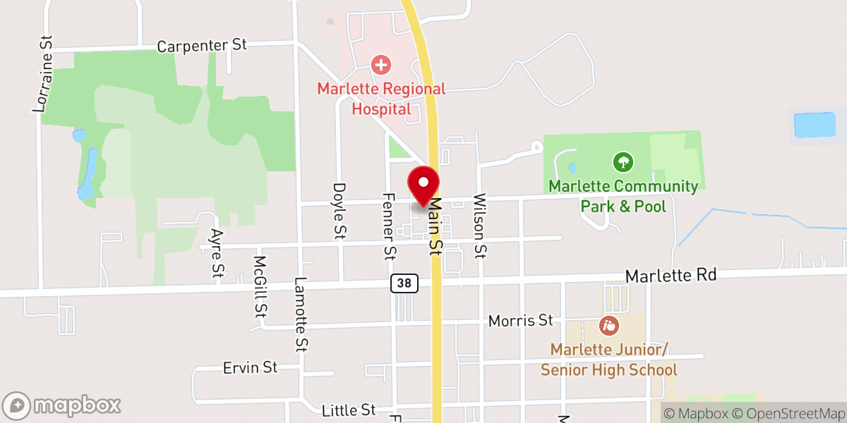 Map showing location of Marlette Baptist Church