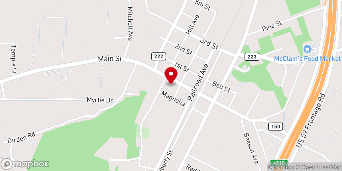 Map showing location of First Baptist Church