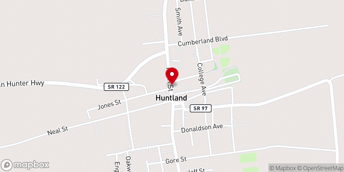 Map showing location of Huntland Church of Christ