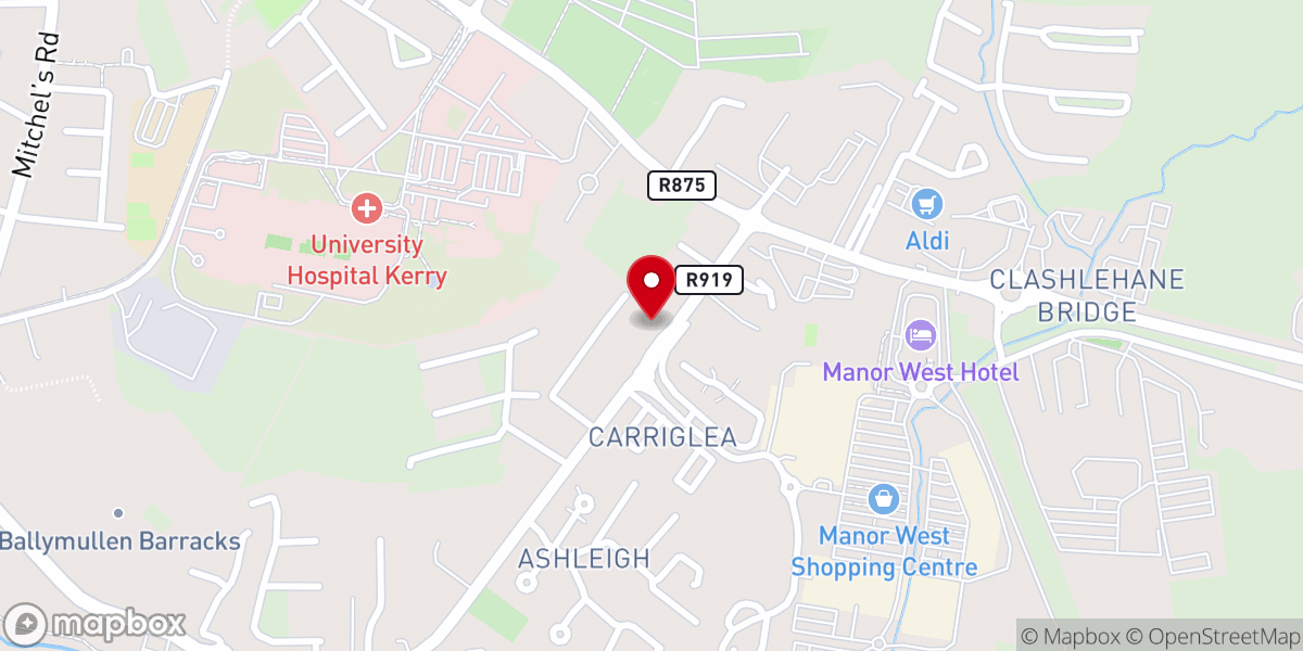 Map showing location of Recovery Haven Kerry Cancer Support House