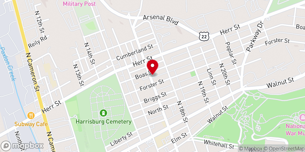 Map showing location of Harris A.M.E. Zion Church