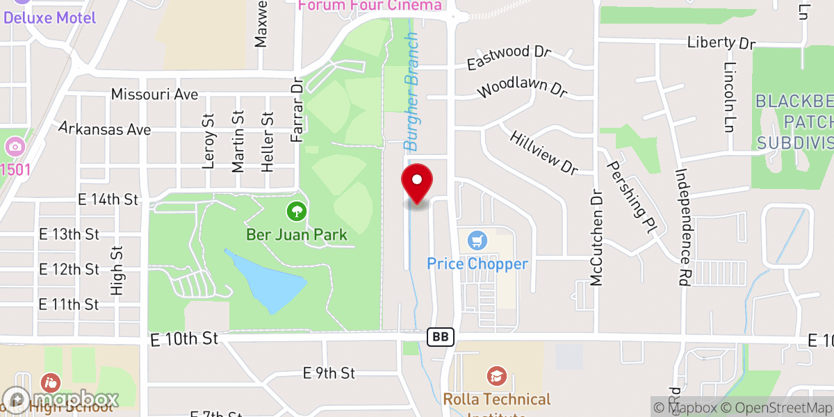 Map showing location of Life Church
