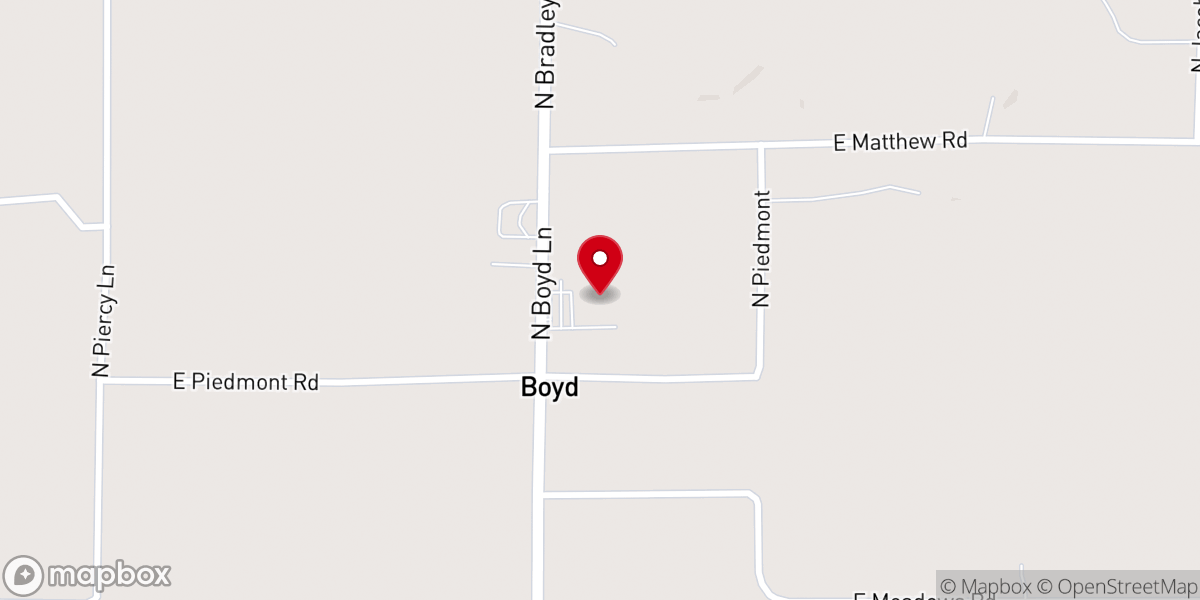 Map showing location of Boyd Christian Church