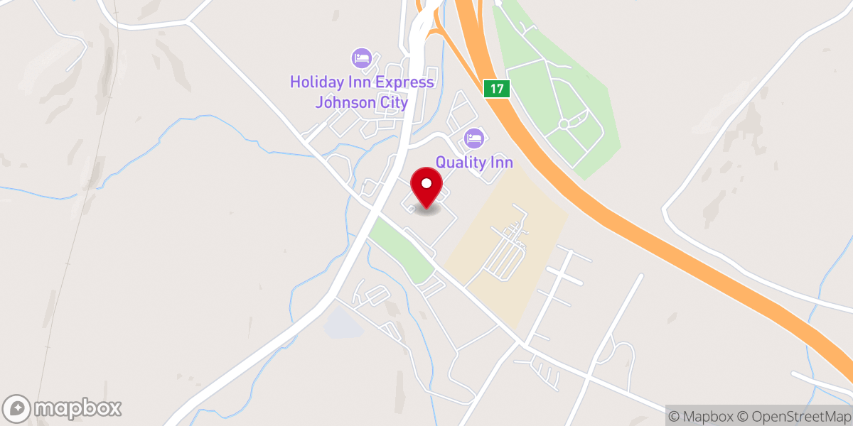 Map showing location of Boones Creek Christian Church