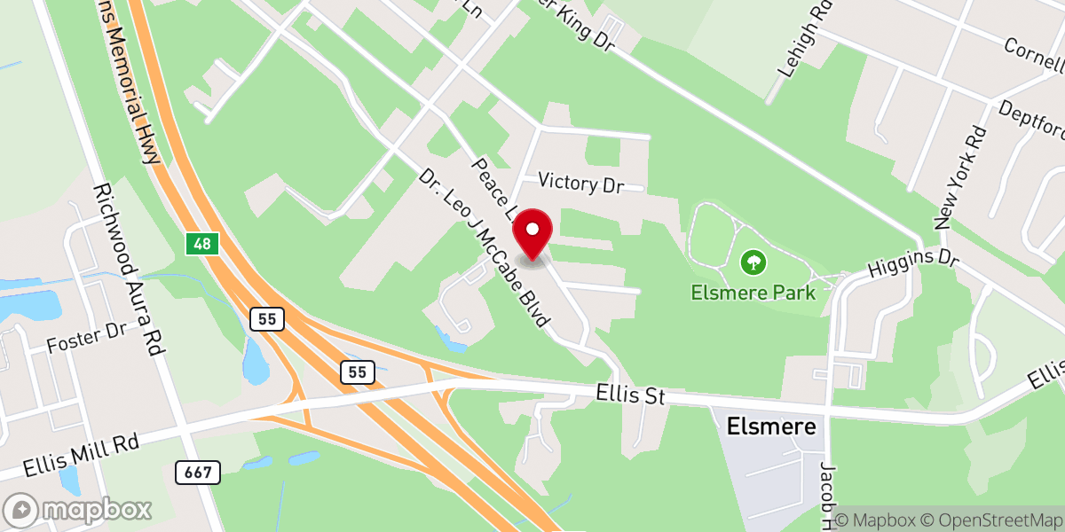 Map showing location of Glassboro Church of God