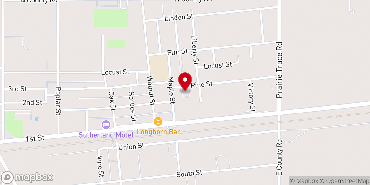 Map showing location of Sutherland United Methodist Church