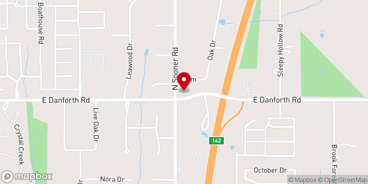 Map showing location of Oakwood Church of Christ