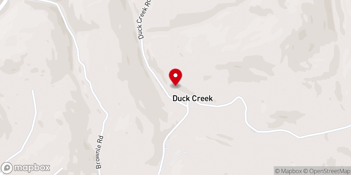 Map showing location of Duck Creek Baptist Church