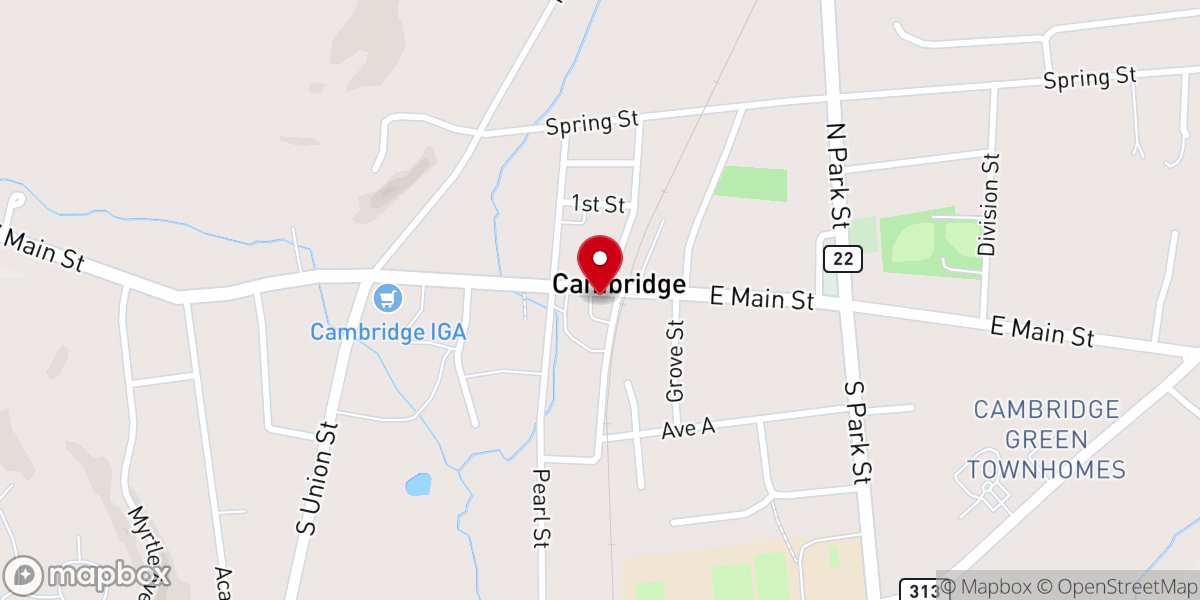 Map showing location of Open Bible Baptist Church