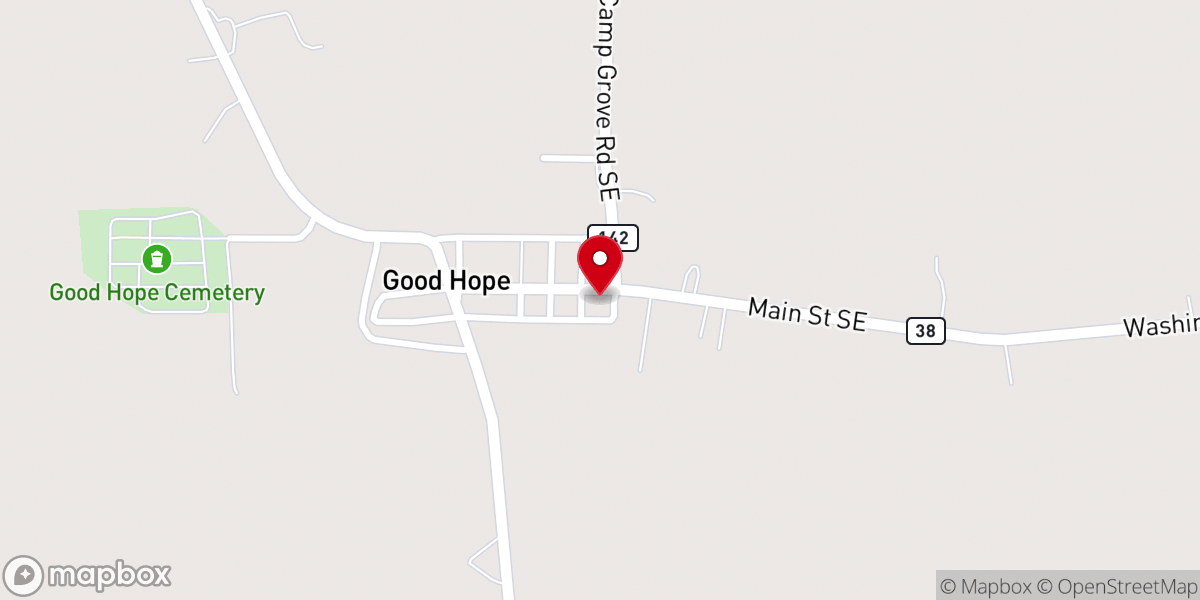 Map showing location of Good Hope United Methodist Church