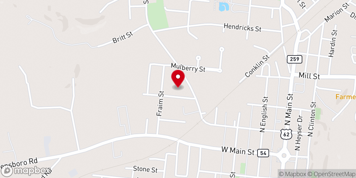 Map showing location of First Cumberland Presbyterian Church