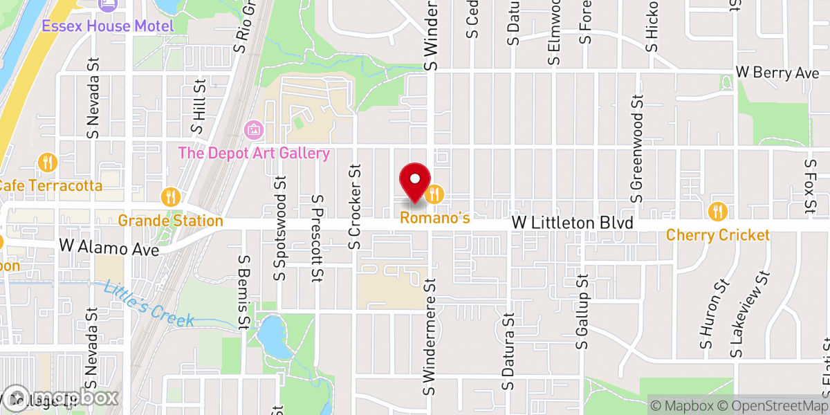 Map showing location of First Presbyterian Church of Littleton