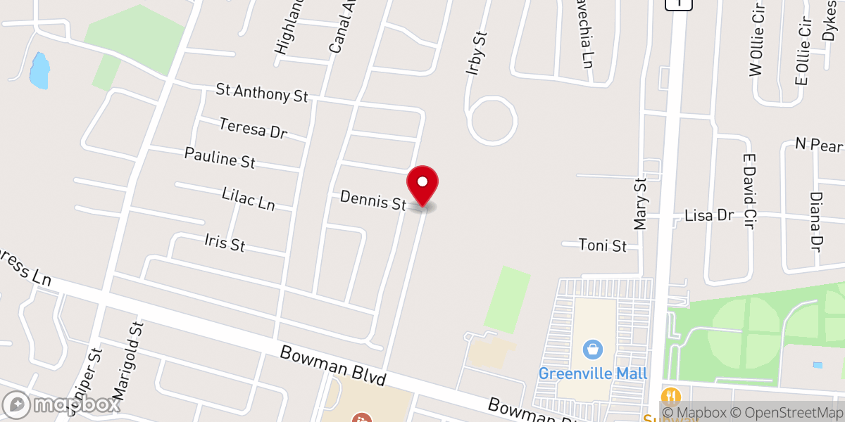 Map showing location of South Main Church of Christ