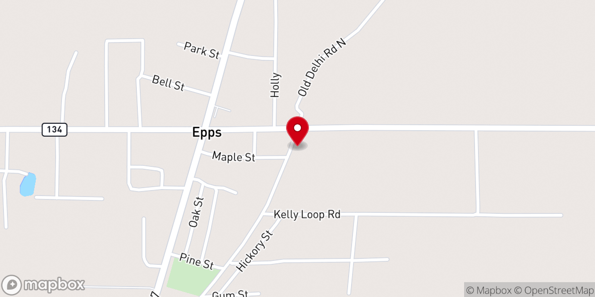 Map showing location of Epps United Methodist Church