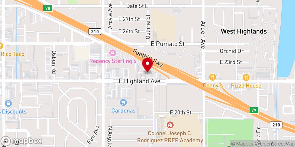 Map showing location of Iglesia Cristiana Eben-ezer Pentecostés De San Bernardino