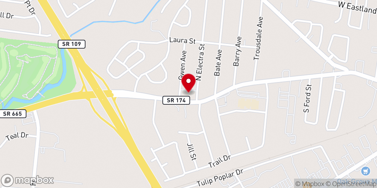 Map showing location of Creekview Church of Christ