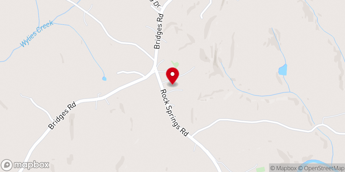 Map showing location of Rock Springs Baptist Church