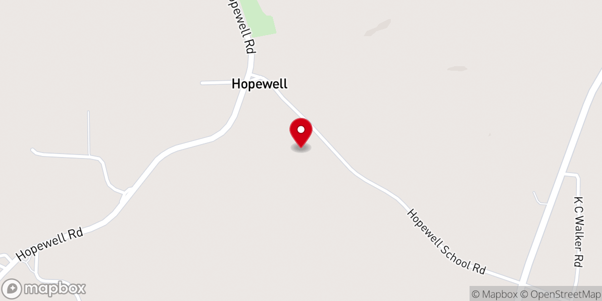 Map showing location of Hopewell Baptist Church