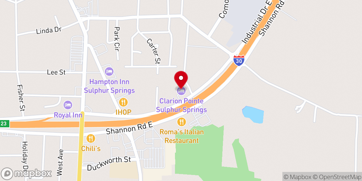 Map showing location of Clarion Pointe Sulphur Springs
