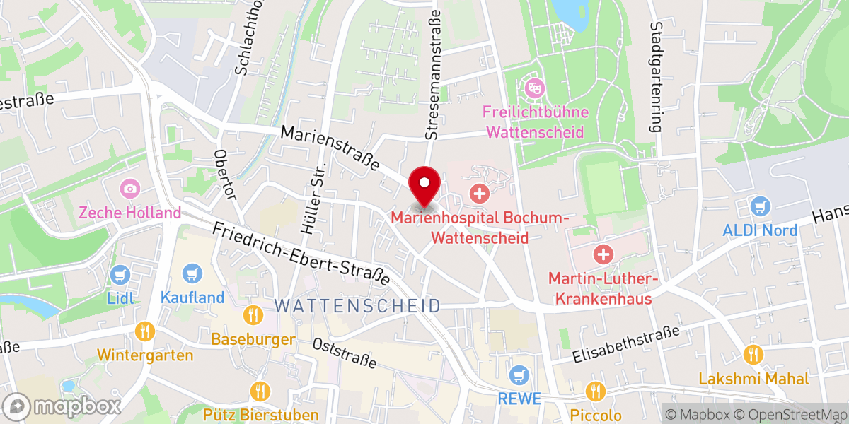Map showing location of Freie evangelische Gemeinde Bochum-Wattenscheid