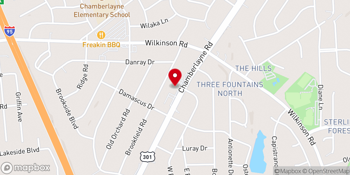 Map showing location of Chamberlain Heights United Methodist Church
