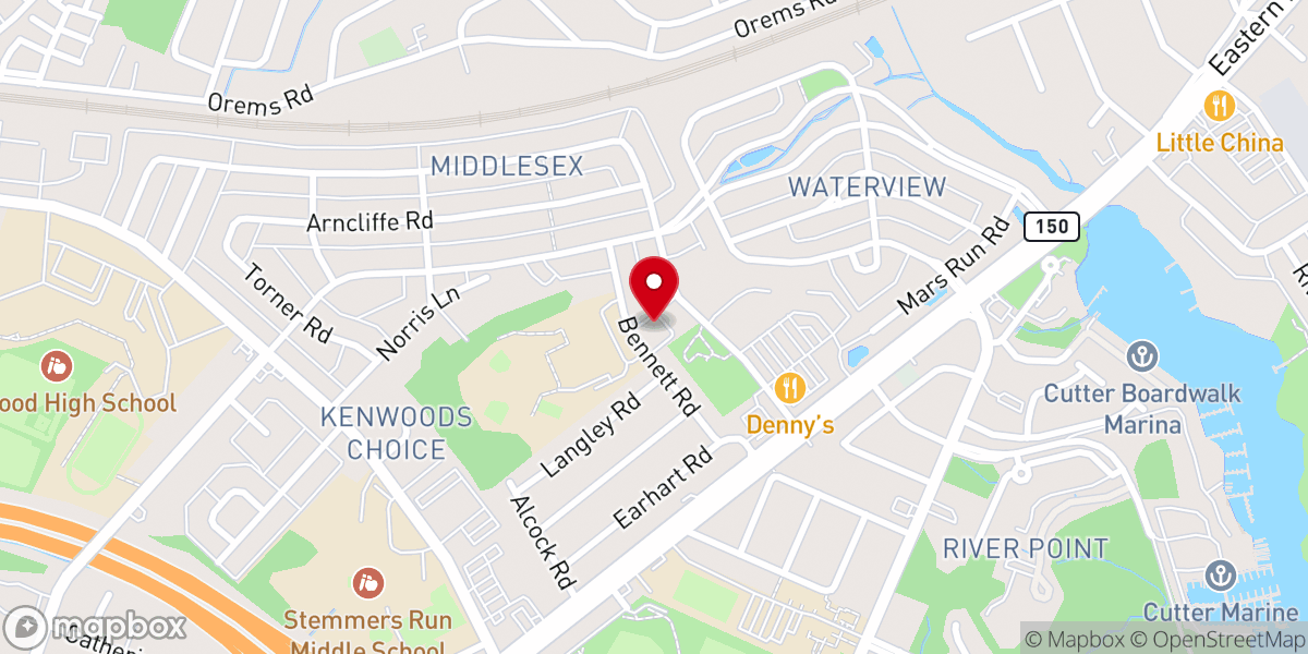 Map showing location of Tabernacle Baptist Church