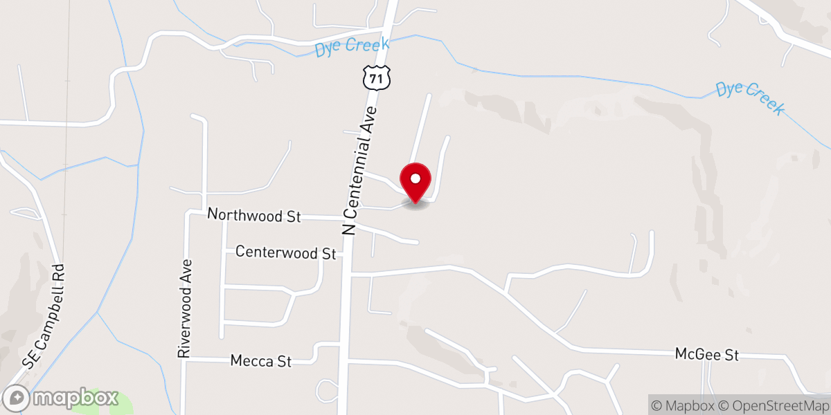 Map showing location of First Baptist Church West Fork