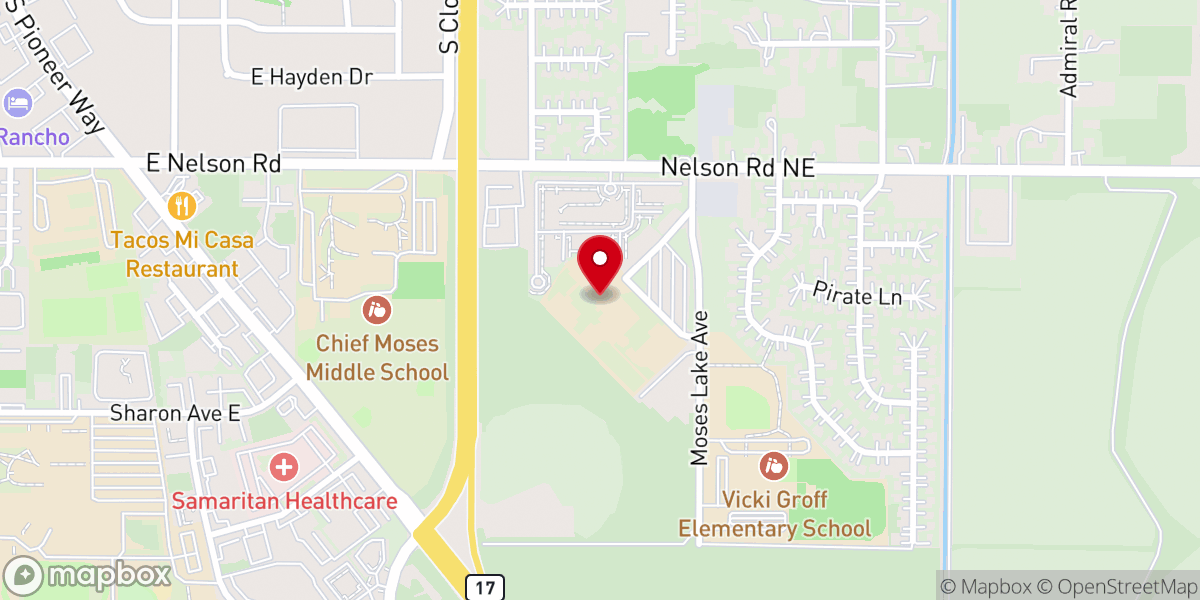 Map showing location of Moses Lake Christian Academy