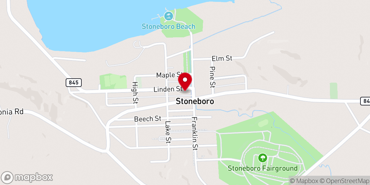 Map showing location of Stoneboro Presbyterian Church
