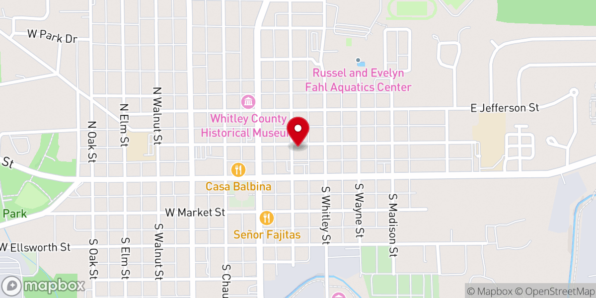 Map showing location of Columbia City Church of the Brethren