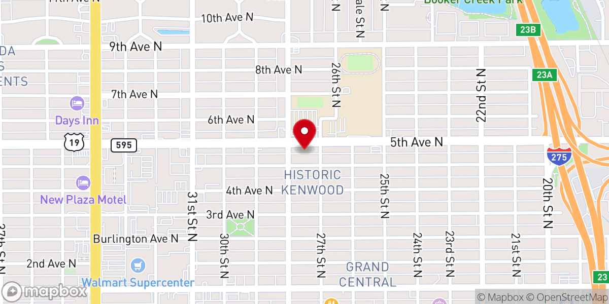Map showing location of The Red Brick Church