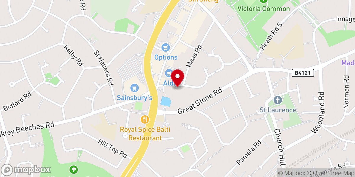 Map showing location of Northfield Methodist Church