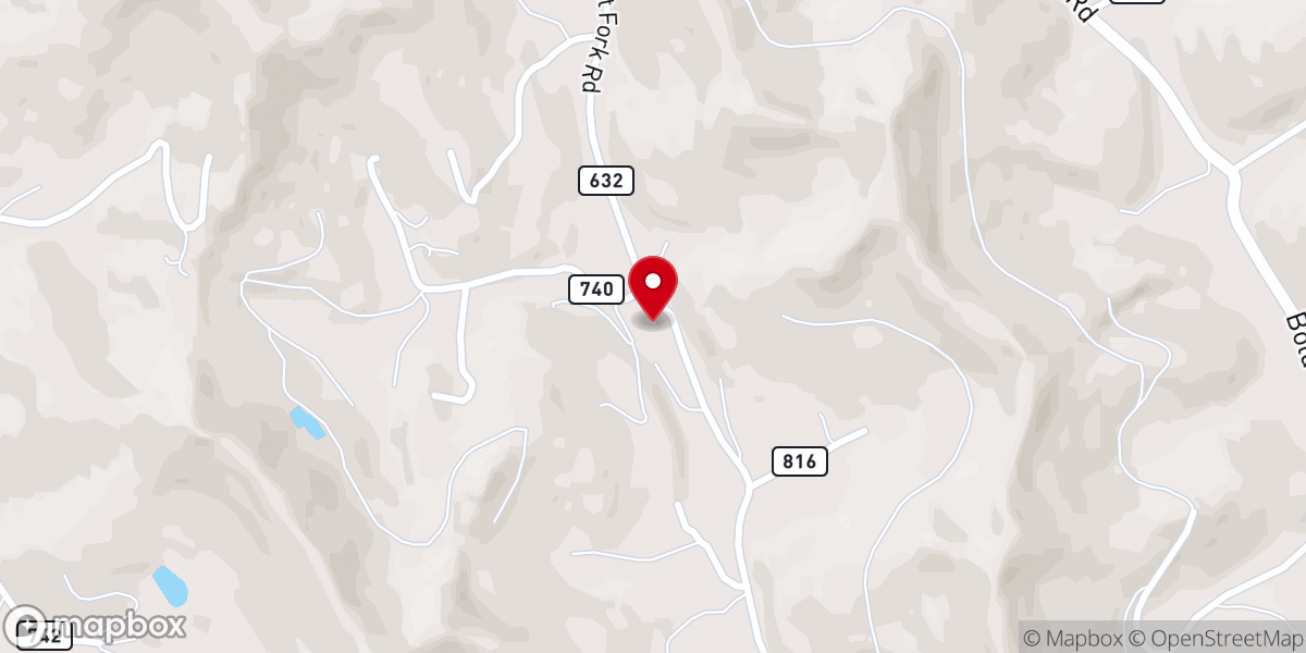 Map showing location of Pyles Memorial Freewill Baptist Church