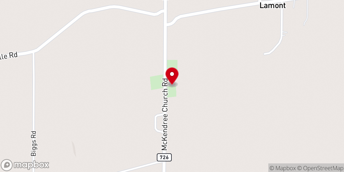 Map showing location of McKendree Church