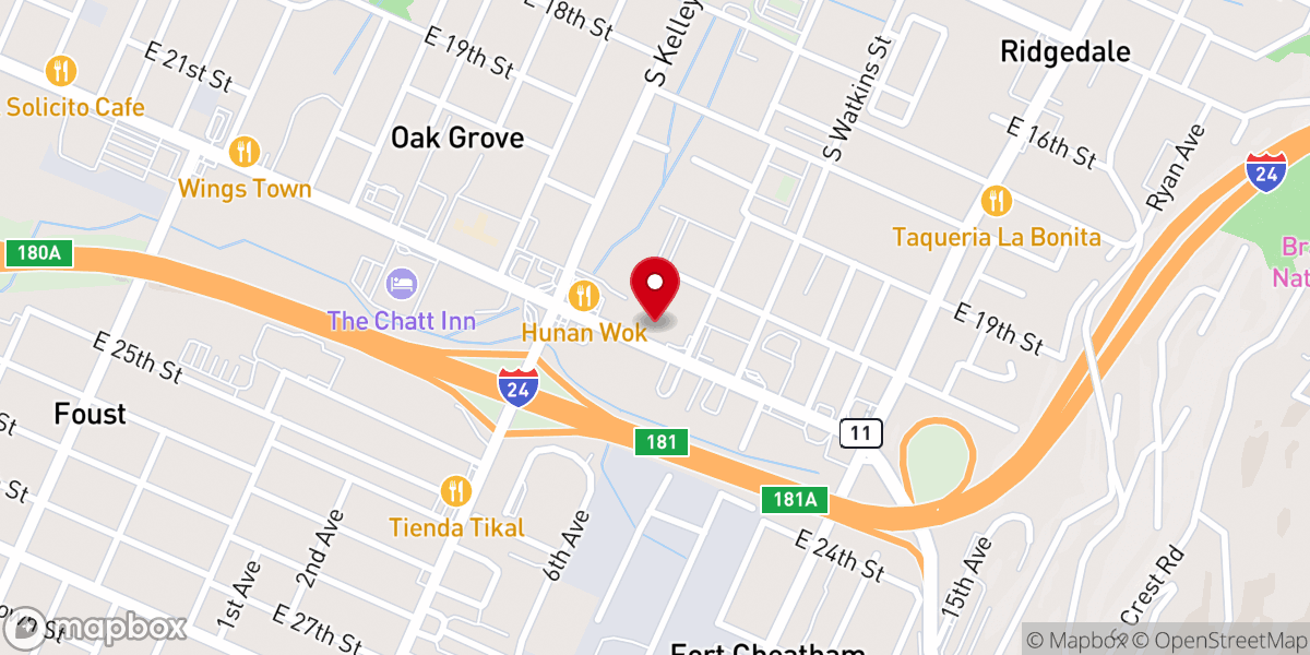 Map showing location of East Twenty-third Street Baptist Church