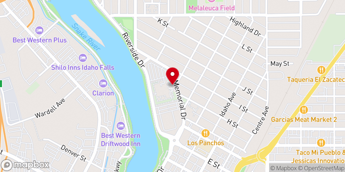 Map showing location of Idaho Falls Temple Visitors' Center