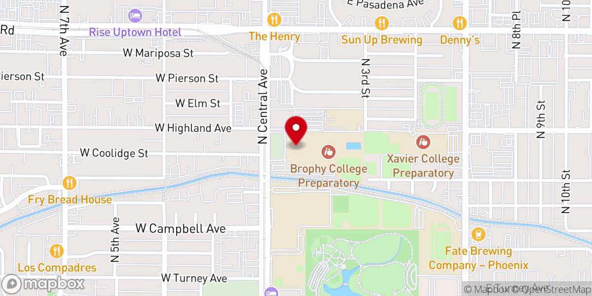 Map showing location of Brophy Chapel