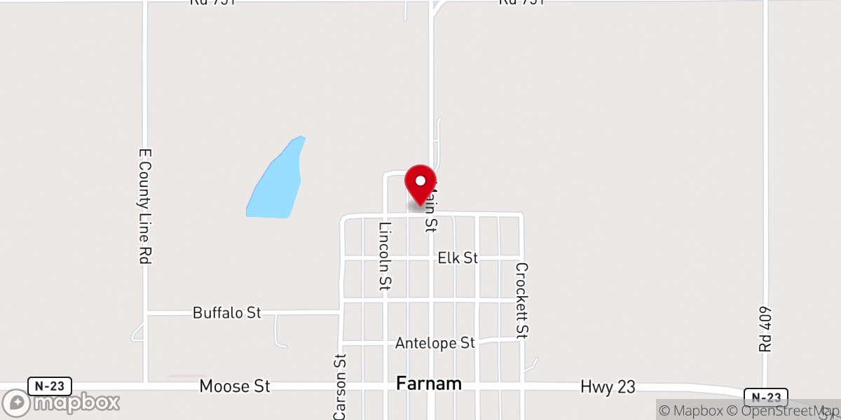 Map showing location of Farnam Methodist Church