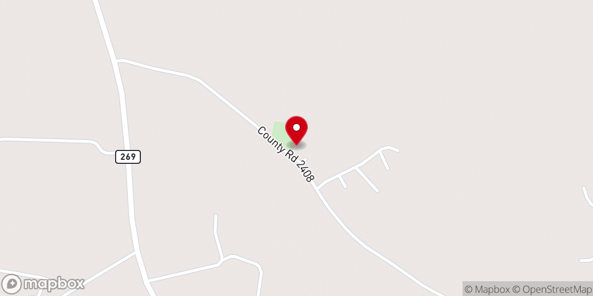 Map showing location of Caney Church