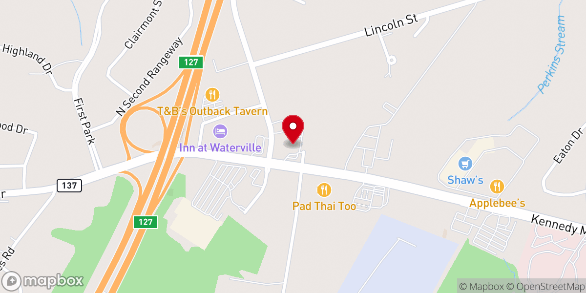 Map showing location of Hampton Inn Waterville