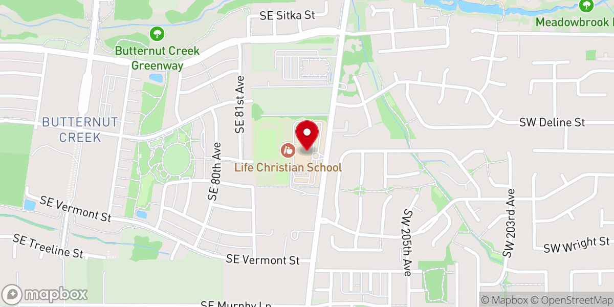Map showing location of Life Church