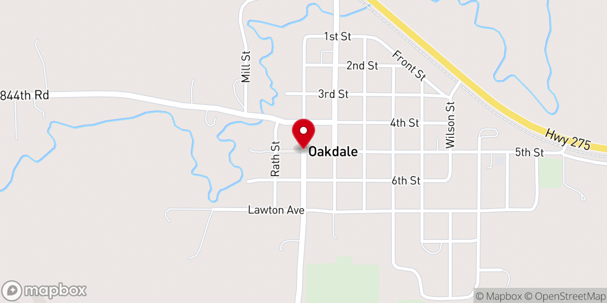 Map showing location of Village of Oakdale, Nebraska