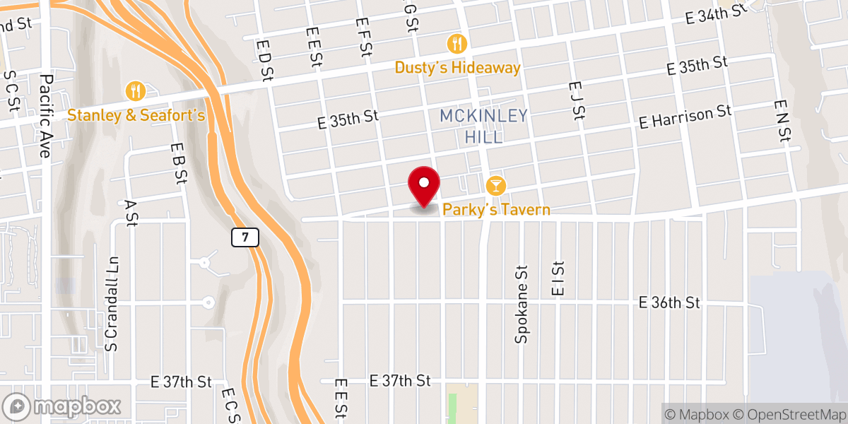 Map showing location of Tacoma Indian Baptist Church