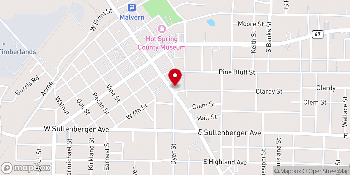 Map showing location of First Baptist Church - Malvern
